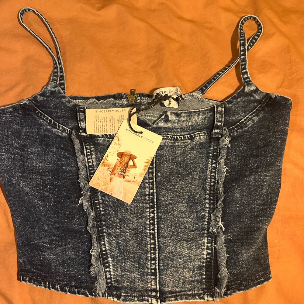 Sincerely Jules Blue Sleeveless Crop Camisole